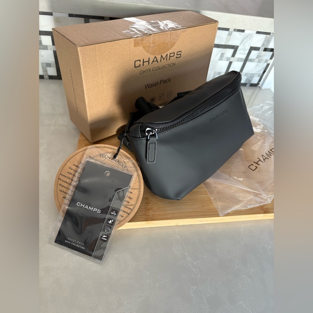 NWT Luxury RFID-Blocking Belt Bag | Champs Onyx Collection | Black | Gift Ready - Picture 4 of 16